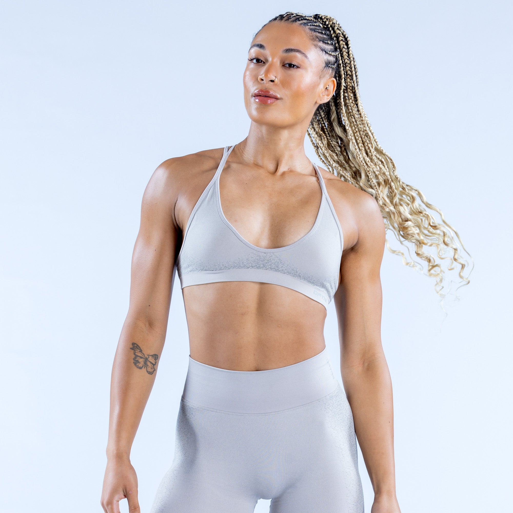 DFYNE Ignite Cross Back Spor Sütyeni Kadın Açık Gri | PLJSCA085