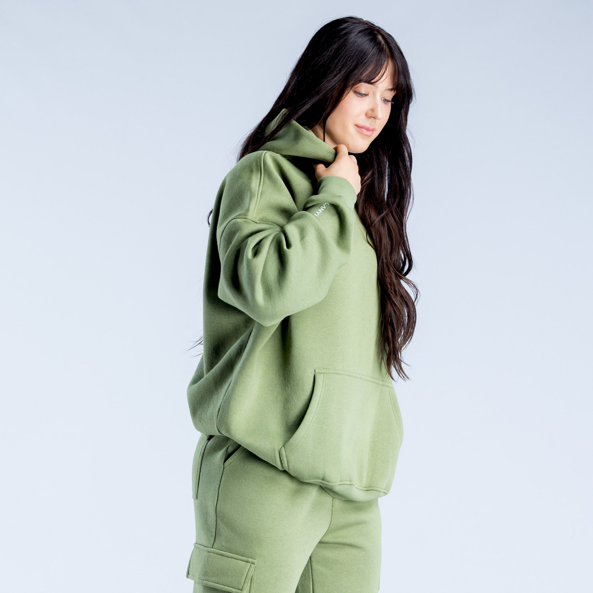 DFYNE Lanyi Edit Oversized Kapşonlu Kadın Koyu Yeşil | SJCOXZ236