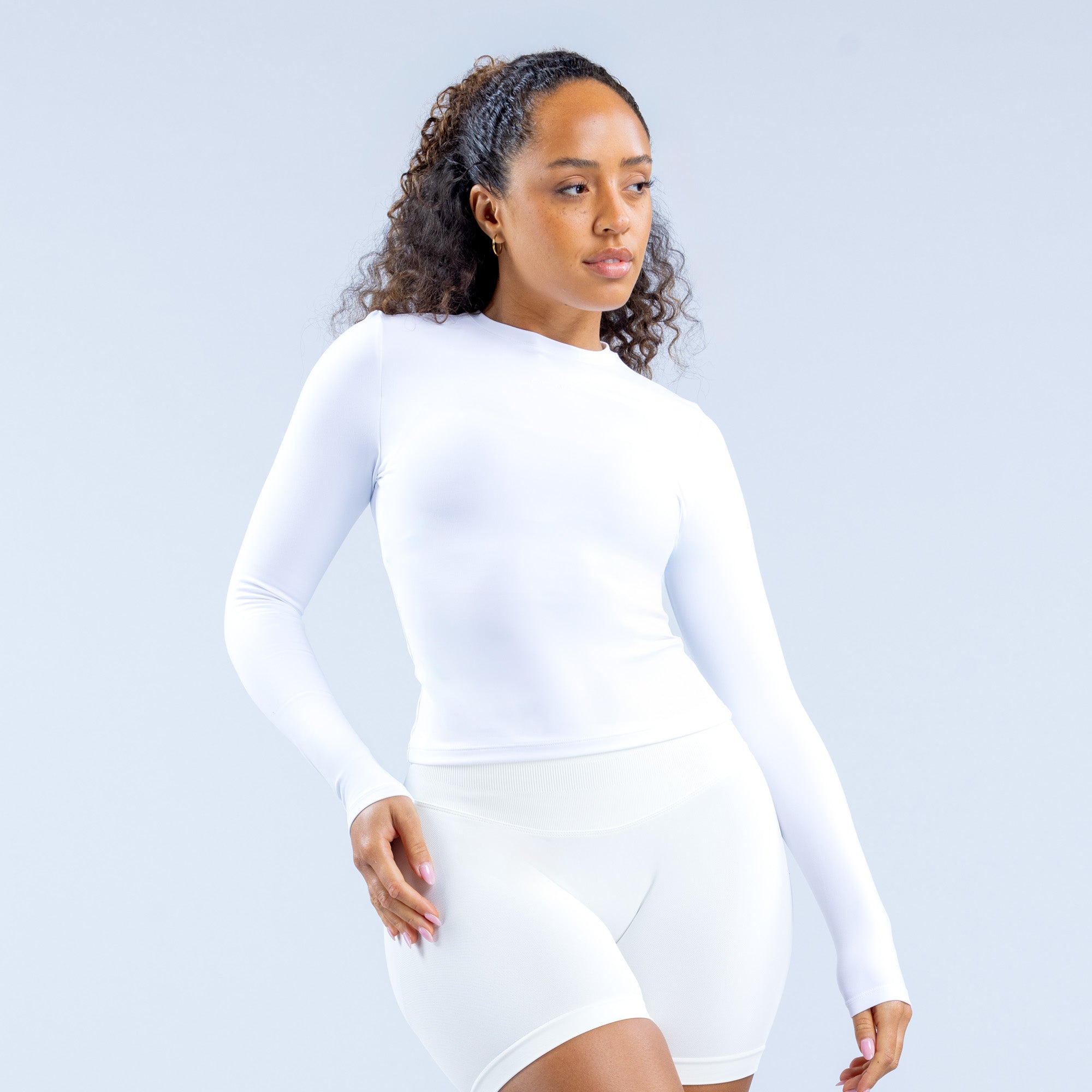 DFYNE Origin Fitted Long Sleeve Üst Kadın Beyaz | QNXWHS273